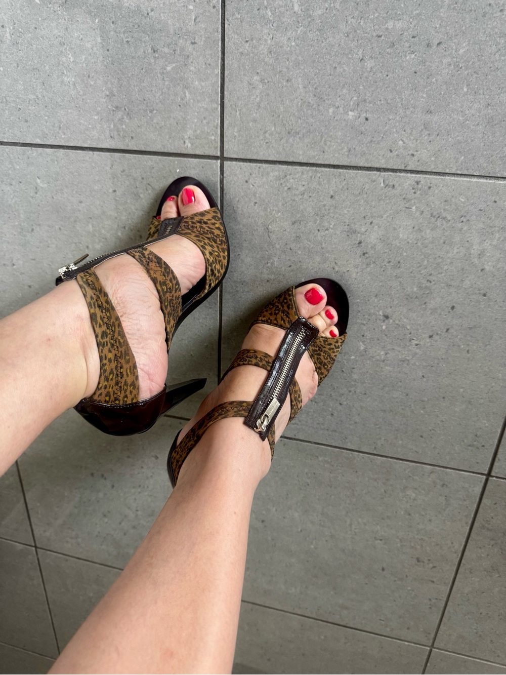 Michael Kors Leopard Print Zip-Front Women’s Heels - Black & Brown Size 8.5